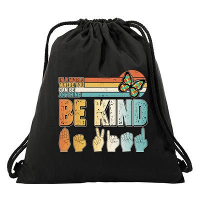 Vintage Be Kind Sign Langage Drawstring Bag