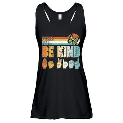 Vintage Be Kind Sign Langage Ladies Essential Flowy Tank