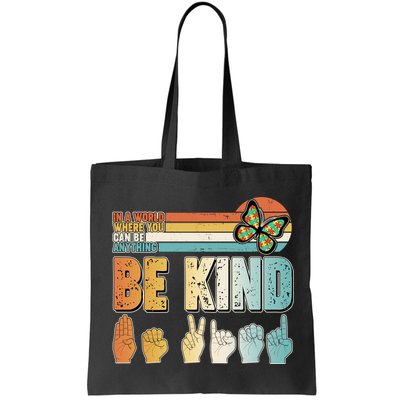 Vintage Be Kind Sign Langage Bag