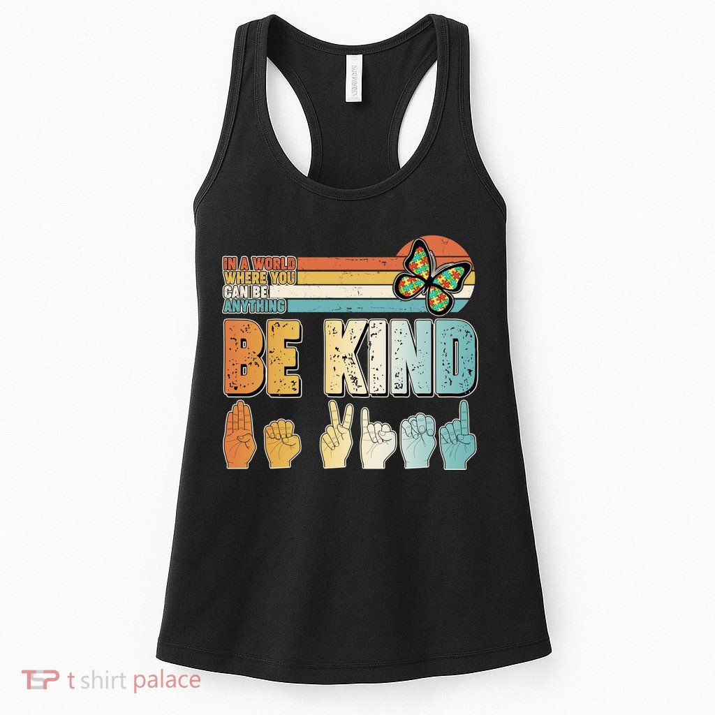 Vintage Be Kind Sign Langage Womens Tank Top
