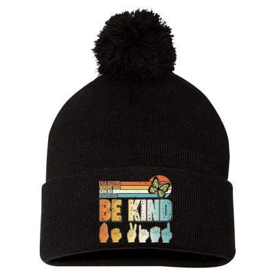 Vintage Be Kind Sign Langage Pom Pom 12in Knit Beanie