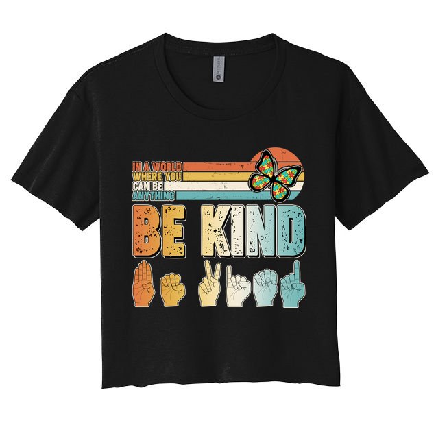 Vintage Be Kind Sign Langage Crop Top