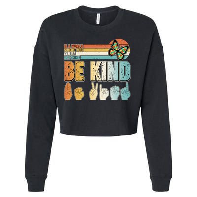 Vintage Be Kind Sign Langage Cropped Pullover Crew