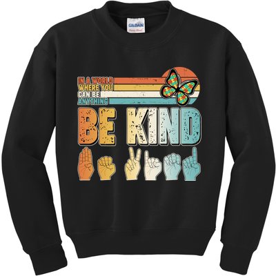 Vintage Be Kind Sign Langage Kids Sweatshirt