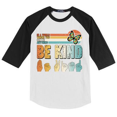 Vintage Be Kind Sign Langage Kids Colorblock Raglan Jersey