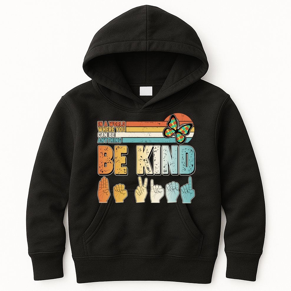 Vintage Be Kind Sign Langage Kids Hoodie
