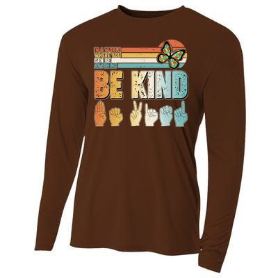 Vintage Be Kind Sign Langage Cooling Performance Long Sleeve Crew