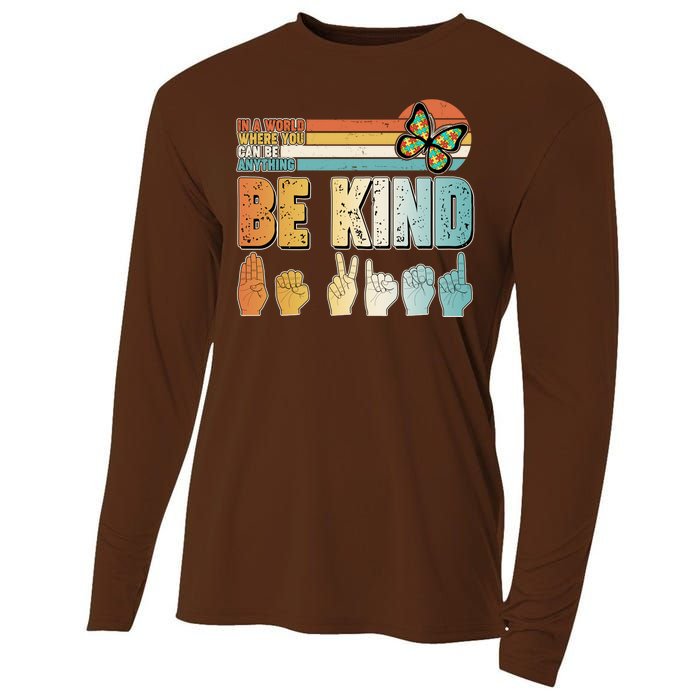 Vintage Be Kind Sign Langage Cooling Performance Long Sleeve Crew