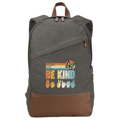 Vintage Be Kind Sign Langage Cotton Canvas Backpack