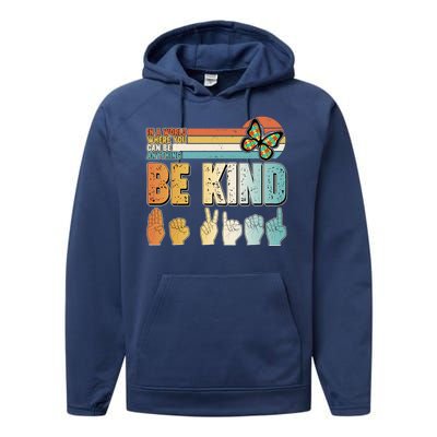 Vintage Be Kind Sign Langage Performance Fleece Hoodie