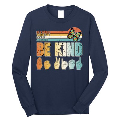 Vintage Be Kind Sign Langage Long Sleeve Shirt