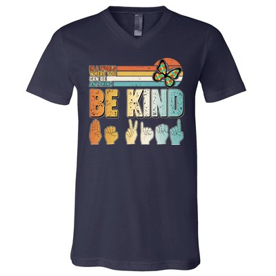 Vintage Be Kind Sign Langage V-Neck T-Shirt