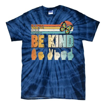 Vintage Be Kind Sign Langage Tie-Dye T-Shirt