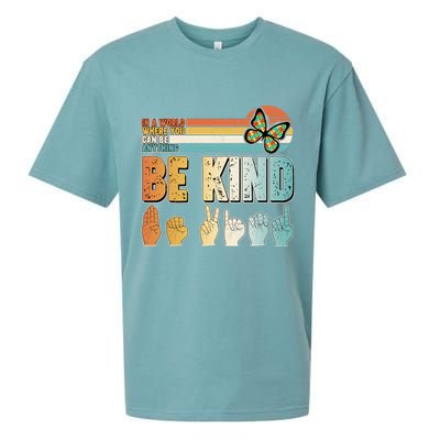 Vintage Be Kind Sign Langage Sueded Cloud Jersey T-Shirt