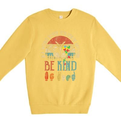 Vintage Be Kind Kindness For Women Autism Awareness Gift Premium Crewneck Sweatshirt