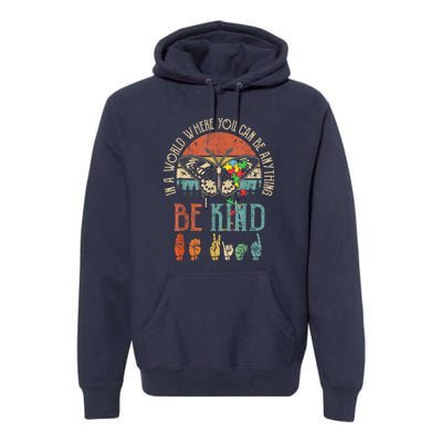 Vintage Be Kind Kindness For Women Autism Awareness Gift Premium Hoodie