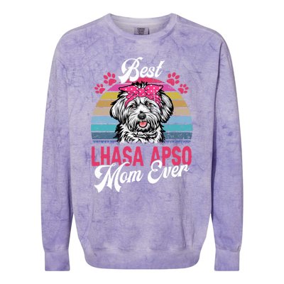 Vintage Best Lhasa Apso Mom Ever Gift Colorblast Crewneck Sweatshirt