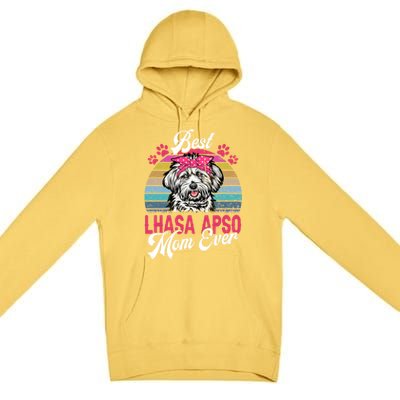 Vintage Best Lhasa Apso Mom Ever Gift Premium Pullover Hoodie