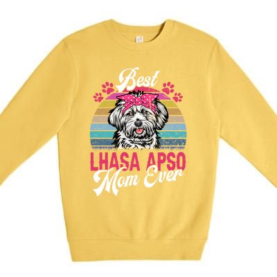 Vintage Best Lhasa Apso Mom Ever Gift Premium Crewneck Sweatshirt