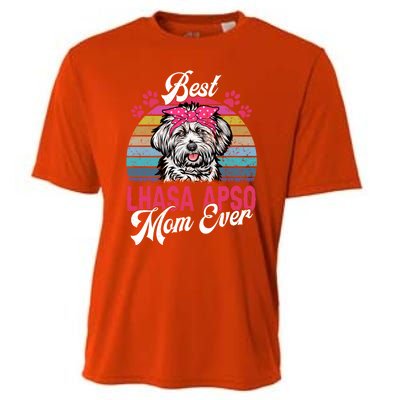 Vintage Best Lhasa Apso Mom Ever Gift Cooling Performance Crew T-Shirt