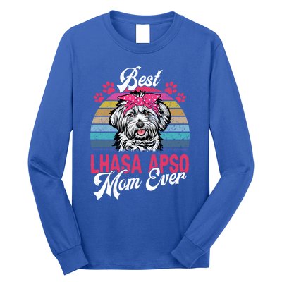 Vintage Best Lhasa Apso Mom Ever Gift Long Sleeve Shirt