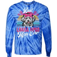 Vintage Best Lhasa Apso Mom Ever Gift Tie-Dye Long Sleeve Shirt