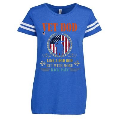 Vet Bod Like Dad Bod But More Back Pain Vintage USA Veteran Enza Ladies Jersey Football T-Shirt