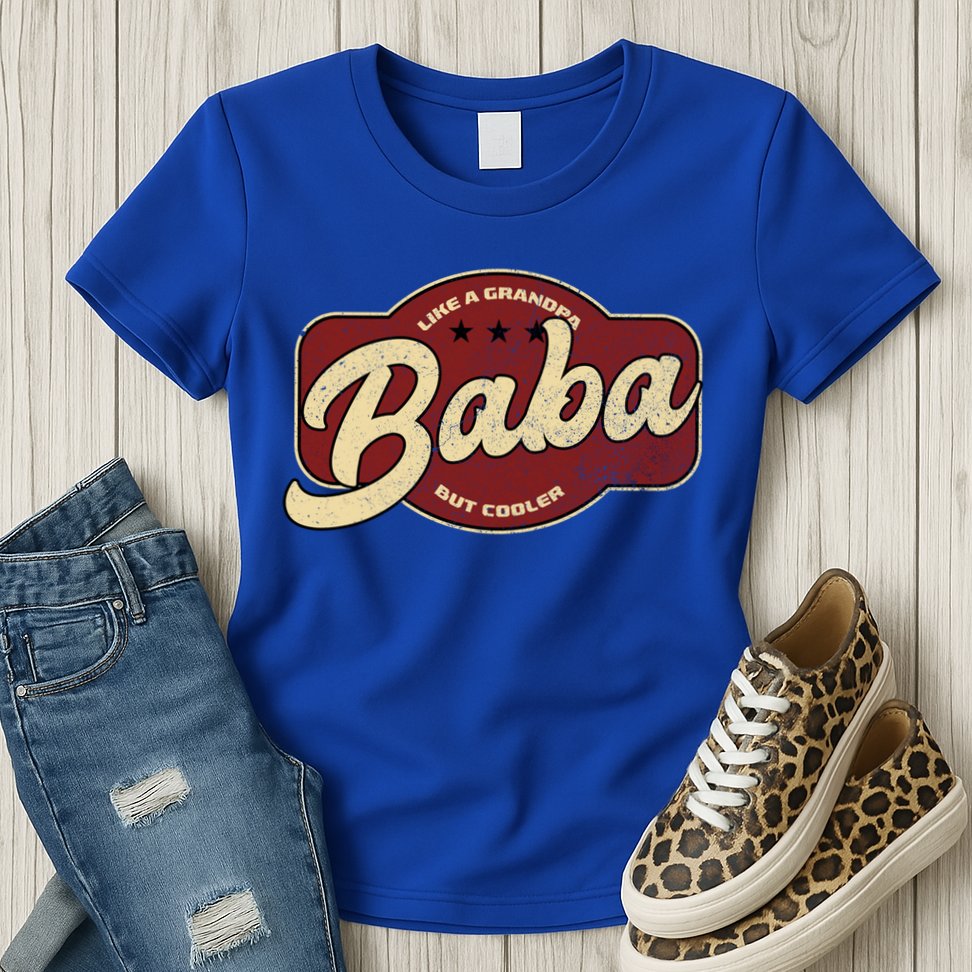 Vintage Baba Like A Grandpa But Cooler Gift Baba Arabic Gift Womens T-Shirt