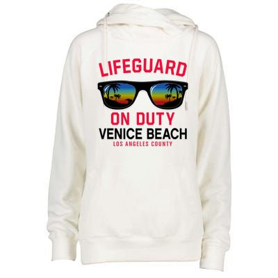 Venice Beach Los Angeles County Lifeguard On Duty Womens Funnel Neck Pullover Hood