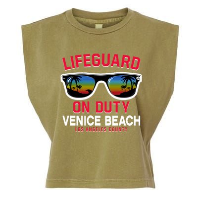 Venice Beach Los Angeles County Lifeguard On Duty Garment-Dyed Women's Muscle Tee