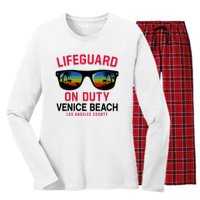 Venice Beach Los Angeles County Lifeguard On Duty Women's Long Sleeve Flannel Pajama Set 