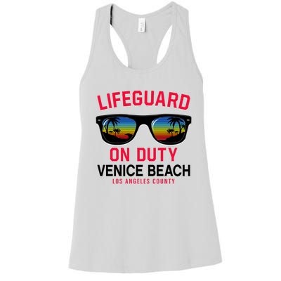 Venice Beach Los Angeles County Lifeguard On Duty Women's Racerback Tank