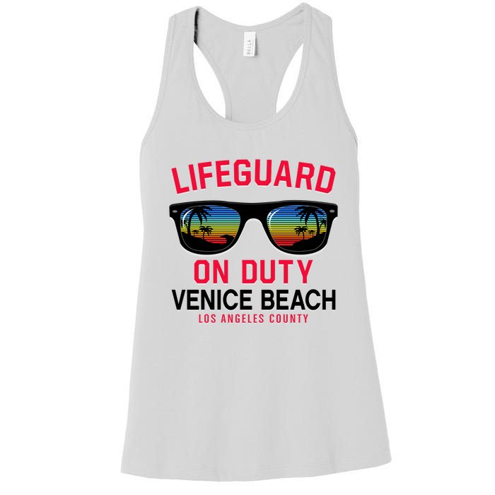 Venice Beach Los Angeles County Lifeguard On Duty Women's Racerback Tank