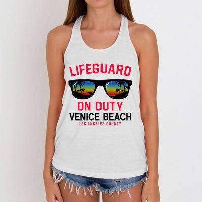 Venice Beach Los Angeles County Lifeguard On Duty Women's Knotted Racerback Tank