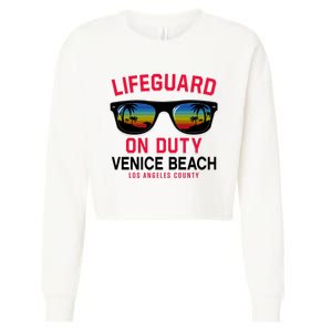 Venice Beach Los Angeles County Lifeguard On Duty Cropped Pullover Crew