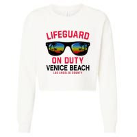 Venice Beach Los Angeles County Lifeguard On Duty Cropped Pullover Crew