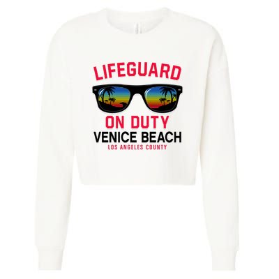 Venice Beach Los Angeles County Lifeguard On Duty Cropped Pullover Crew