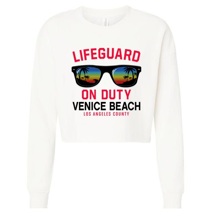 Venice Beach Los Angeles County Lifeguard On Duty Cropped Pullover Crew