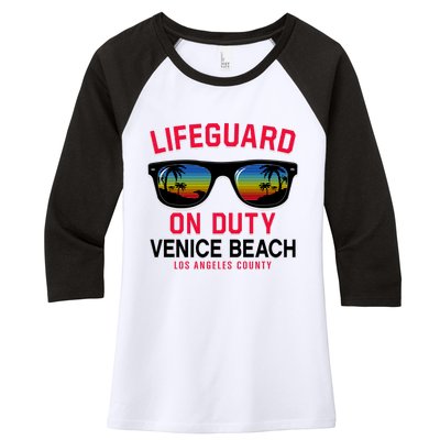 Venice Beach Los Angeles County Lifeguard On Duty Women's Tri-Blend 3/4-Sleeve Raglan Shirt