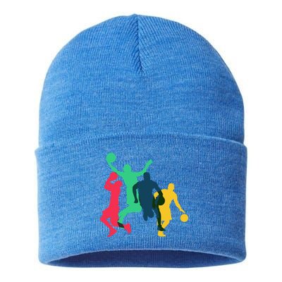 Vintage Basketball Lover Funny For Dad Mom Gift Sustainable Knit Beanie