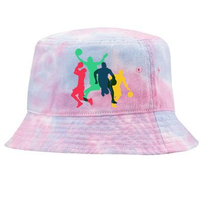 Vintage Basketball Lover Funny For Dad Mom Gift Tie-Dyed Bucket Hat