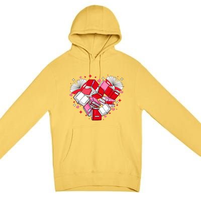 Valentine Book Lover Heart Shape Librarian Bookworm Costume Premium Pullover Hoodie