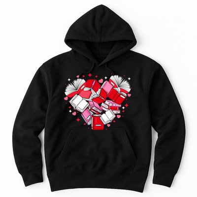 Valentine Book Lover Heart Shape Librarian Bookworm Costume Hoodie