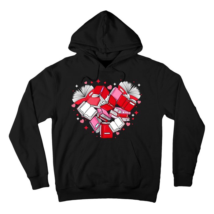 Valentine Book Lover Heart Shape Librarian Bookworm Costume Hoodie