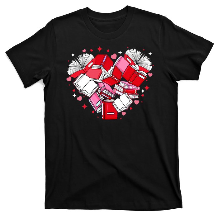 Valentine Book Lover Heart Shape Librarian Bookworm Costume T-Shirt