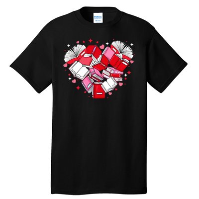 Valentine Book Lover Heart Shape Librarian Bookworm Costume Tall T-Shirt