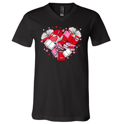 Valentine Book Lover Heart Shape Librarian Bookworm Costume V-Neck T-Shirt