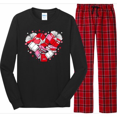 Valentine Book Lover Heart Shape Librarian Bookworm Costume Long Sleeve Pajama Set