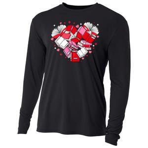 Valentine Book Lover Heart Shape Librarian Bookworm Costume Cooling Performance Long Sleeve Crew