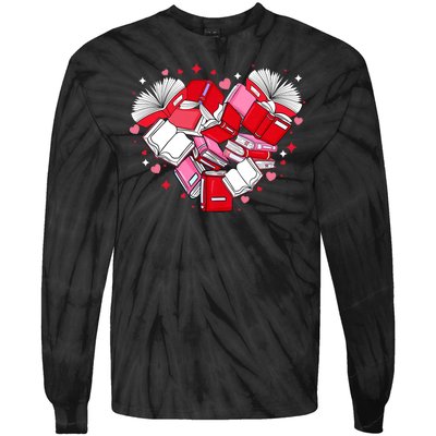 Valentine Book Lover Heart Shape Librarian Bookworm Costume Tie-Dye Long Sleeve Shirt